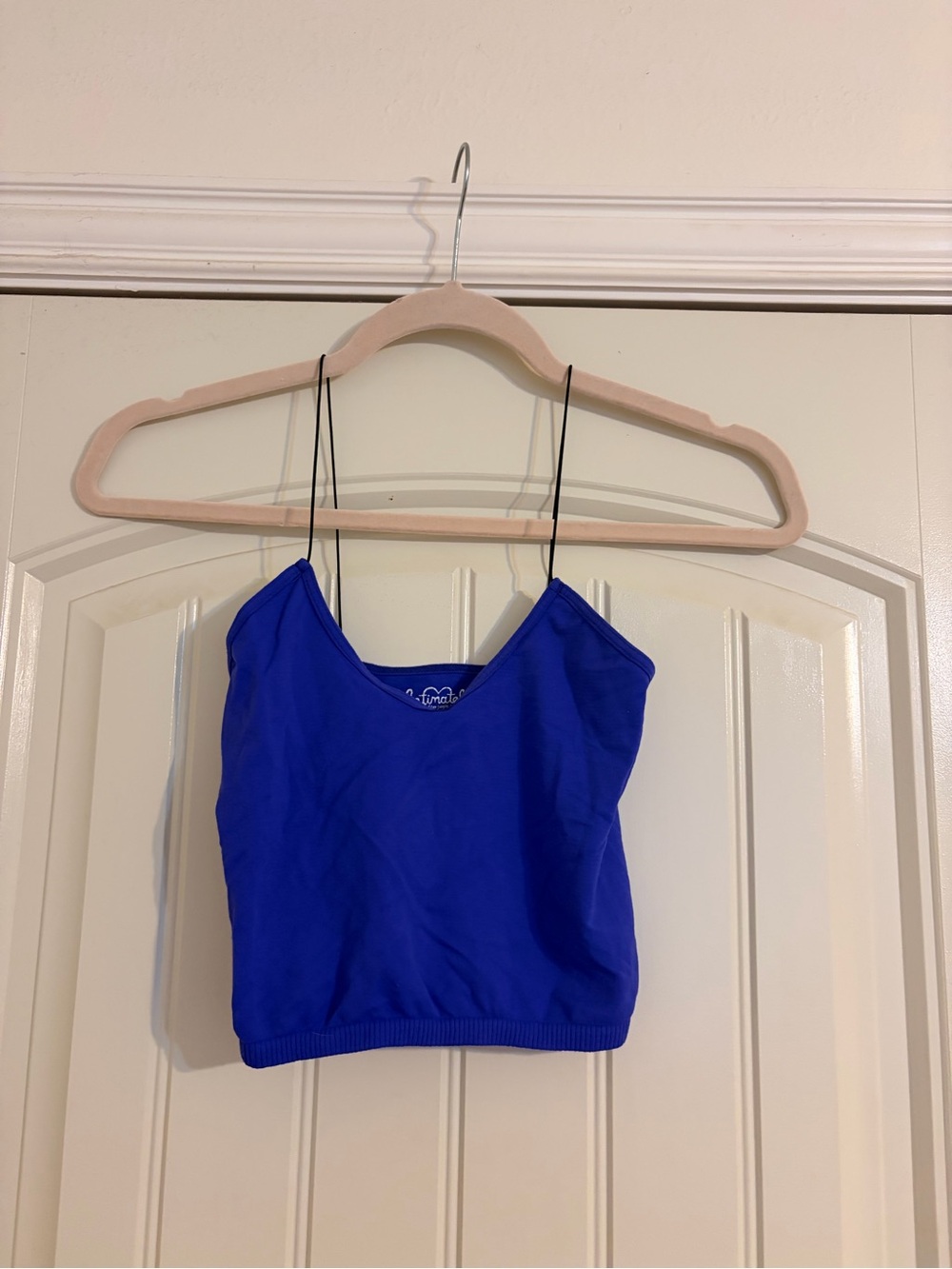 Free People Cobalt Blue Spaghetti Strap Crop Camisole